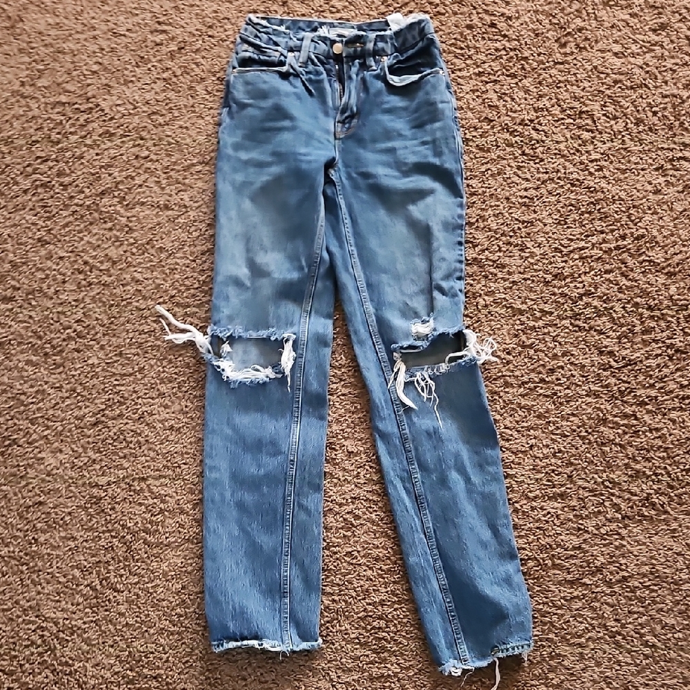 Good American High Rise Blue Distressed Jeans